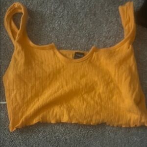 Forever 21 Vibrant Orange Ribbed Crop Top